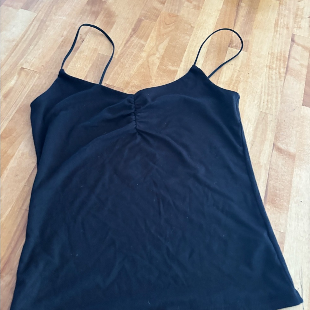Forever 21 Black Ruched Spaghetti Strap Tank - large